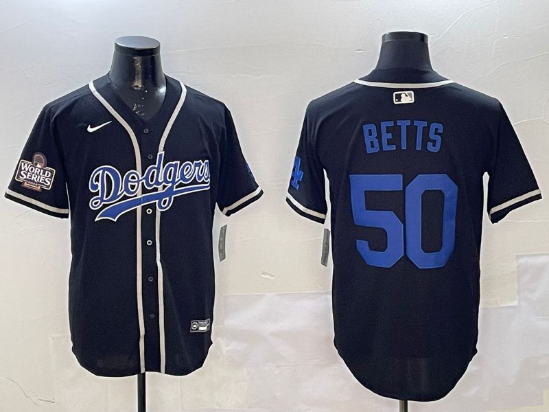 Men Los Angeles Dodgers #50 Betts Black Fashion Game 2025 Nike MLB Jersey style 7